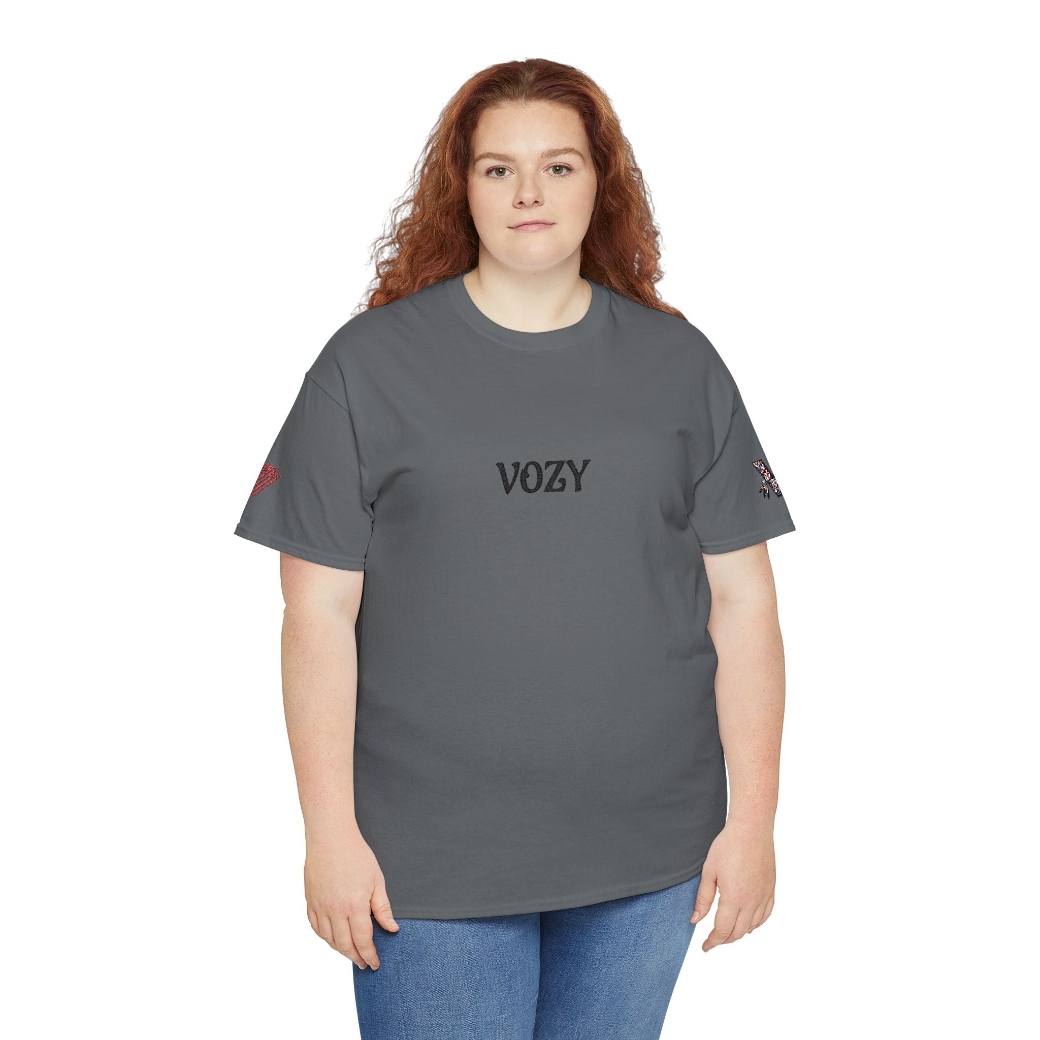New Vozy Unisex Heavy Cotton Tee with Cool Design - Casual Wear, Graphic Shirt, Streetwear Fashion, Gift for Friends, Everyday Comfort.