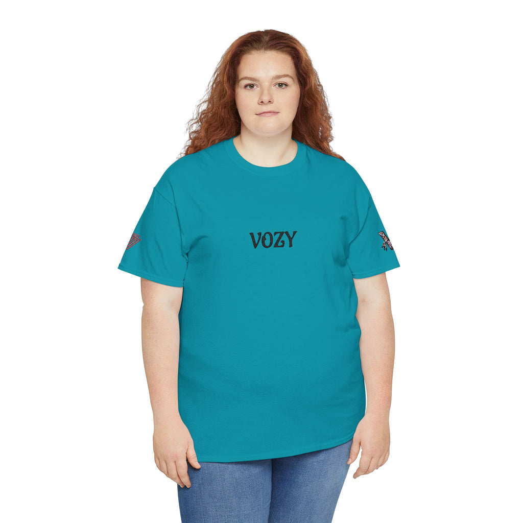 New Vozy Unisex Heavy Cotton Tee with Cool Design - Casual Wear, Graphic Shirt, Streetwear Fashion, Gift for Friends, Everyday Comfort.