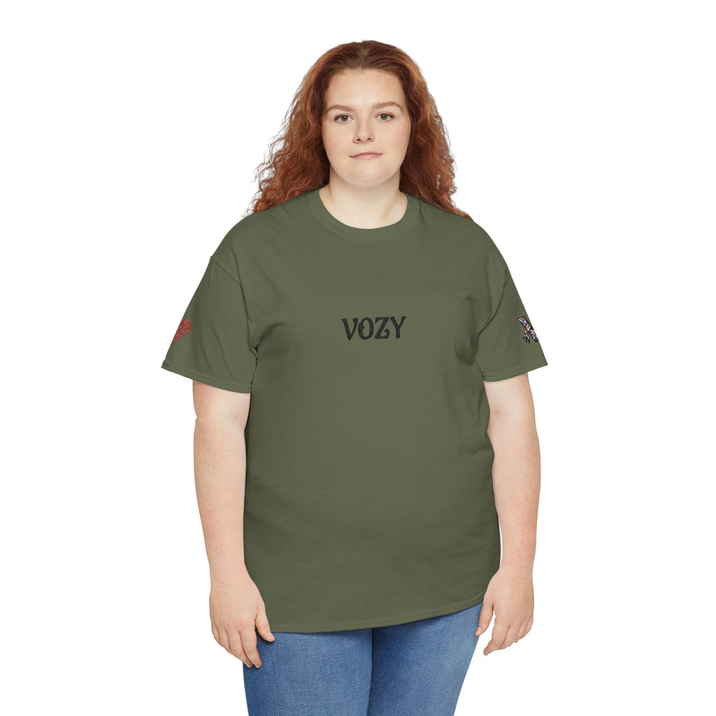 New Vozy Unisex Heavy Cotton Tee with Cool Design - Casual Wear, Graphic Shirt, Streetwear Fashion, Gift for Friends, Everyday Comfort.